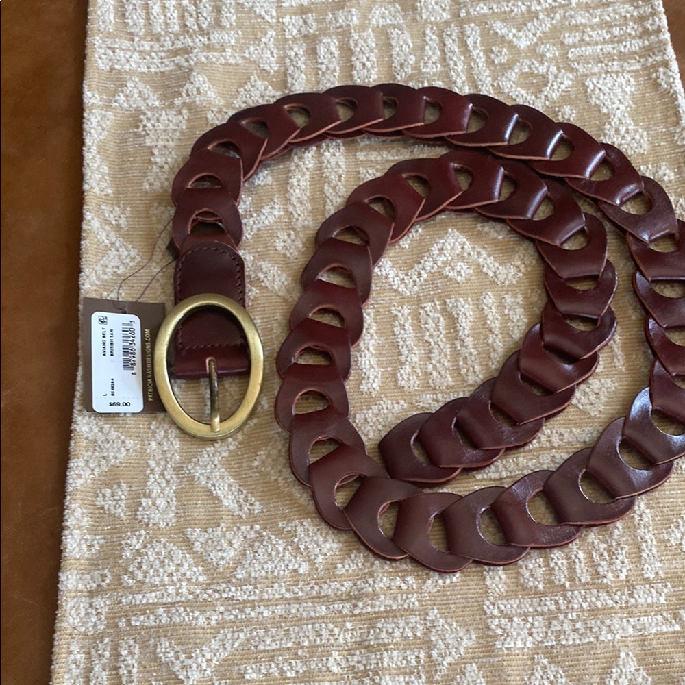 Patricia Nash Brown Leather Belt with Gold Buckle